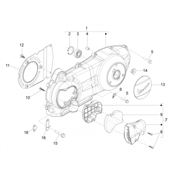 Pokrywa skrzyni korbowej Vespa GTS 250 ie 2005-2016 (bez ABS)