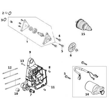 Rozrusznik pompa oleju silnikowego GY6 10/12 inch (EURO4; po 2018 r.)-Startmotor- oliepomp GY6 10 / 12 inch (EURO4) a tm d