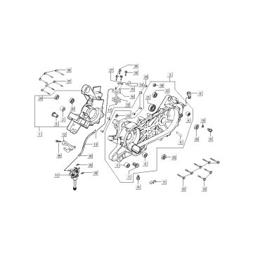 Skrzynia Korbowa Halves Kymco Super9 AC 2-suwowy nm Srebrny - Czarny