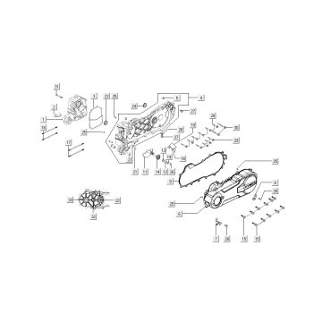 połówek skrzyni korbowej Kymco Super 8 4-suwowy (2007-2009) Czerwony czarny