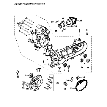 Połówki skrzyni korbowej Peugeot Citystar 50 White