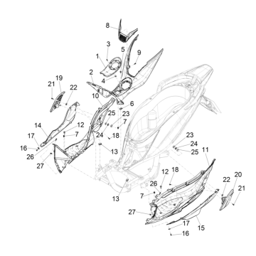 Osłona środkowa - Piaggio Medley 125 ABS E5 2021-2022 podnóżek (EMEA)
