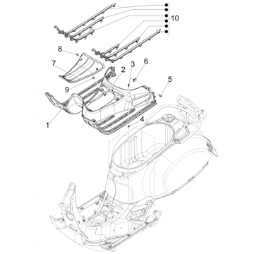 Osłona środkowa - Vespa GTS 125 4T E5 ABS 2021 podnóżek (EMEA)