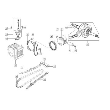 Cylinder wał korbowy Kymco City 16' 4-suwowy biały