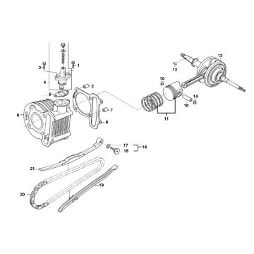 Cylinder- Wał korbowy Lintex HT50QT-39 4-suwowy