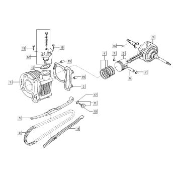 cylinder-wał korbowy tłok Kymco Agility RS 4-suwowy biały 11