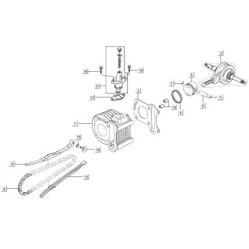 Cylinder-wał korbowy Kymco Agility 16'+ 4t matowy metalic niebieski