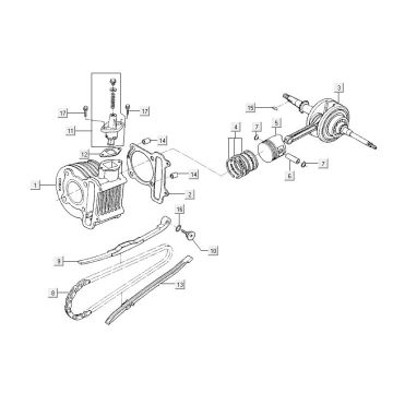 Cylinder-wał korbowy Kymco Carry 4-suwowy wtrysk euro4 połysk czarny