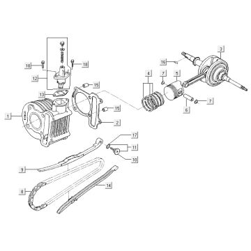 Wał korbowy Kymco VP50 4t ac diament biały