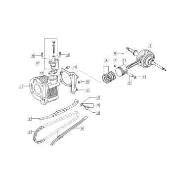 Cylinder - Wał korbowy Kymco Like 4-suwowy diament biały jak T T