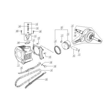 Cylinder - Wał korbowy Kymco New Dink 4-suwowy czarny metaliczny
