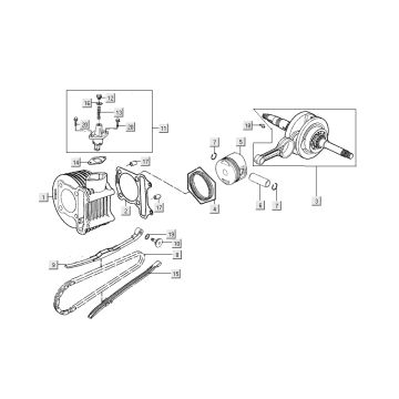 Cylinder - wał korbowy Kymco People S 4-suwowy czarny mat