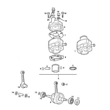 Cylinder wału korbowego Derbi Senda R stary model