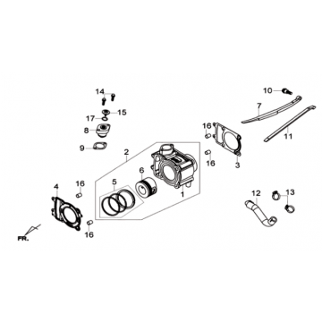 Cylinder z uszczelką tłoka/głowicą/uszczelką podstawy Sym Joymax 125I ABS
