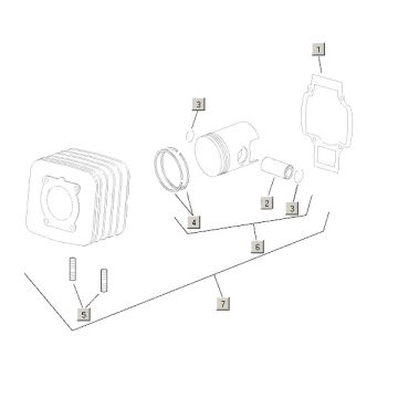 Cylinder+tłok Aprilia Mojito Custom 2t (silnik Piaggio) 2004 - 2010