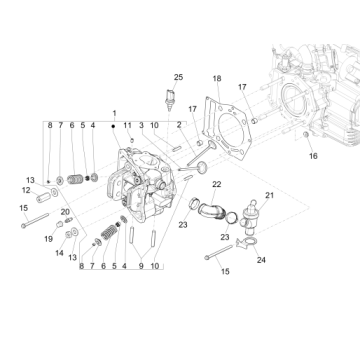 Głowica cylindrów/grupa zaworów skrzynia korbowa MP3 500 LT Sport 2014-2016