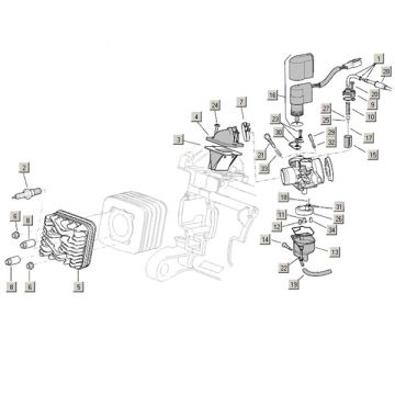 Głowica cylindrów+gaźnik Aprilia Mojito Custom 2t (silnik Piaggio) 2004 - 2010