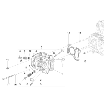 Głowica cylindrów/grupa zaworów Vespa Primavera 125 4T 3V IE ABS