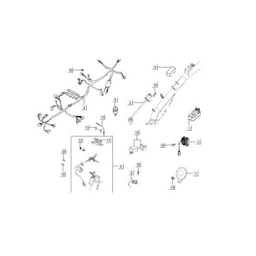 wiązka przewodów kontaktowych Kymco Super 8 4-suwowy (2007-2009) Czerwony czarny