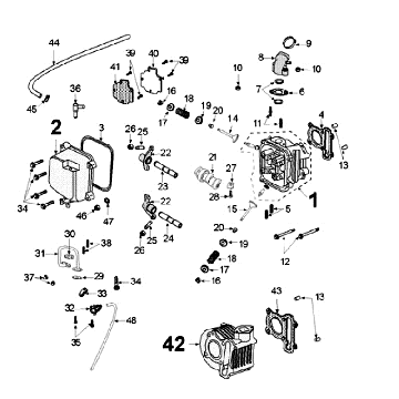 Głowica Cylinder - Cylinder Peugeot Kisbee RS Mat Czarny