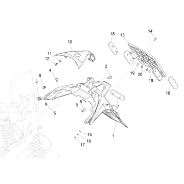 Osłona tylna - Piaggio Medley 125 ABS E5 Błotnik 2021-2022 (EMEA)