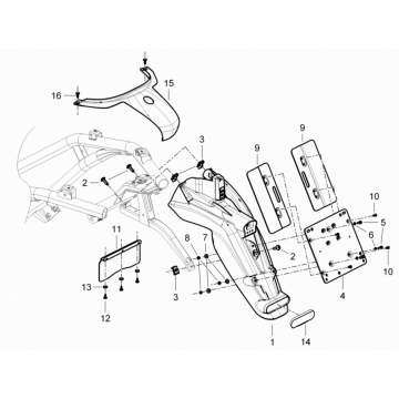 Pokrywy tylne - Piaggio Beverly 125 RST 4T 4V IE E3 2010-2015 (EMEA)