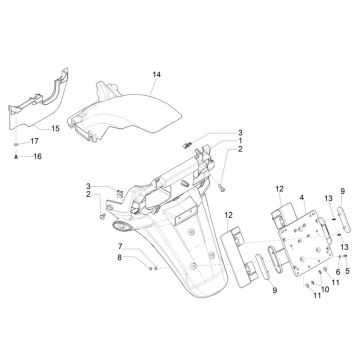 Osłona tylna - Błotnik Piaggio MP3 300 ie E4 LT BUSINESS - SPORT NOABS-ABS 2016 - 2018 (EMEA)