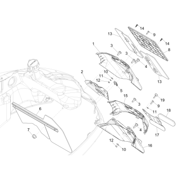 Pokrywy tylne Vespa GTS 300 ie 2008-2016 (z ABS i bez) niebieski 261/A