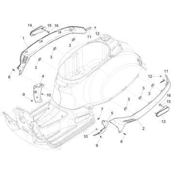 Pokrywy boczne Vespa GTS 300 ie 2008-2016 (z ABS i bez) tytanowy szary 707/C