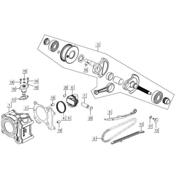 Cylinder-wał korbowy Kymco New Downtown 125I ABS