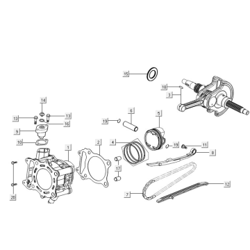Cylinder-wał korbowy Kymco New Downtown 350I ABS