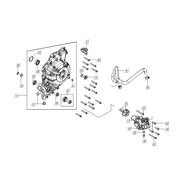 Pokrywa pompy wody lewa Kymco AK550i