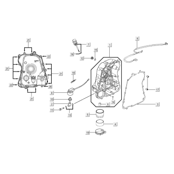 Skrzynia korbowa prawa Kymco Xciting 500R EVO