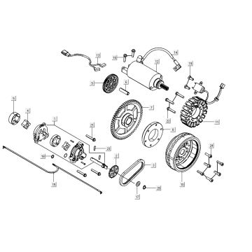Rozrusznik - pompa oleju - stojan Kymco AK550i