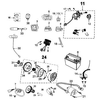Electric equipment Peugeot Tweet 125 EFI YO N SBC E4 2018-2020