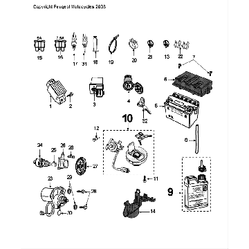 Elektryczny Ged Peugeot Speedfight 4 LC czarny/niebieski