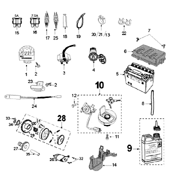 Sekcja Elektryczna Peugeot Speedfight 3 4-suwowy Czerwony