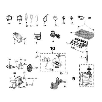 Sekcja Elektryczna Peugeot Speedfight 3 AC Niebieski