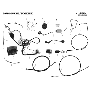 Części elektryczne Rieju Pacific szary 2009 2-suwowy