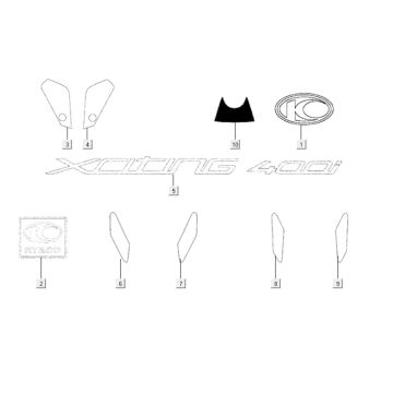 Emblematy - Naklejki Kymco Xciting 400i Żółty