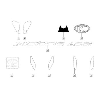 Kalkomanie - Naklejki Kymco Xciting 400i Czarny Mat