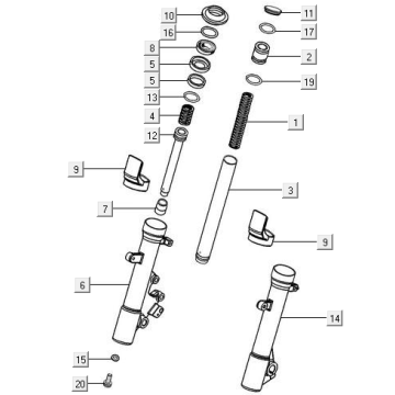 Przedni widelec Części Kymco New Downtown 350I ABS-Separated Parts Of FR Fork Kymco New Downtown 350I ABS