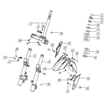 Przedni widelec Części Kymco New Downtown 350I ABS -Stem Steering Kymco New Downtown 350I ABS