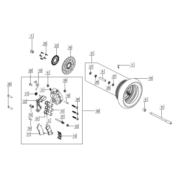 Zacisk koła przedniego Kymco New Downtown 350I ABS