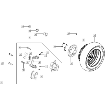 Koło tylne Kymco New Downtown 125I ABS