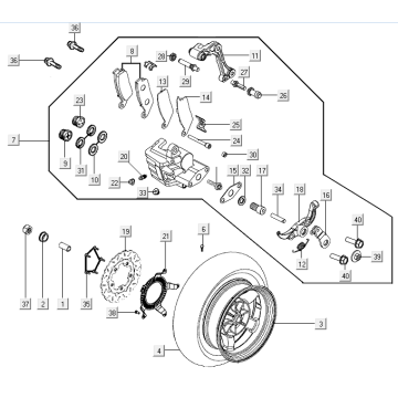 Zacisk tylnego koła Kymco Xciting 500R EVO