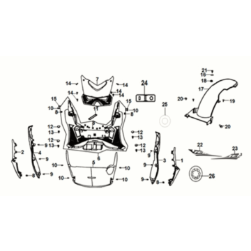 Floor panel - center cover Sym Jet 14 125I LC E5 2021-2024 RED (R-010CA)