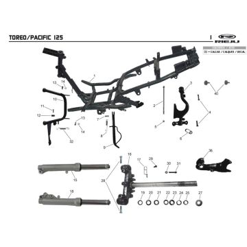 Rama- Widelec przedni Rieju Pacific szary 2009 2-suwowy