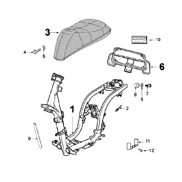 Ramka i siodeĆko Peugeot Ludix 14 czarne Ramka i siodeĆko Peugeot Ludix 14 czarne