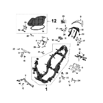 Ramka I Siodelko Peugeot Speedfight 4 4-Stroke Czerwony/Czarny